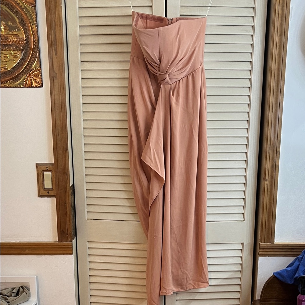 Strapless Peach Bridesmaid Dress